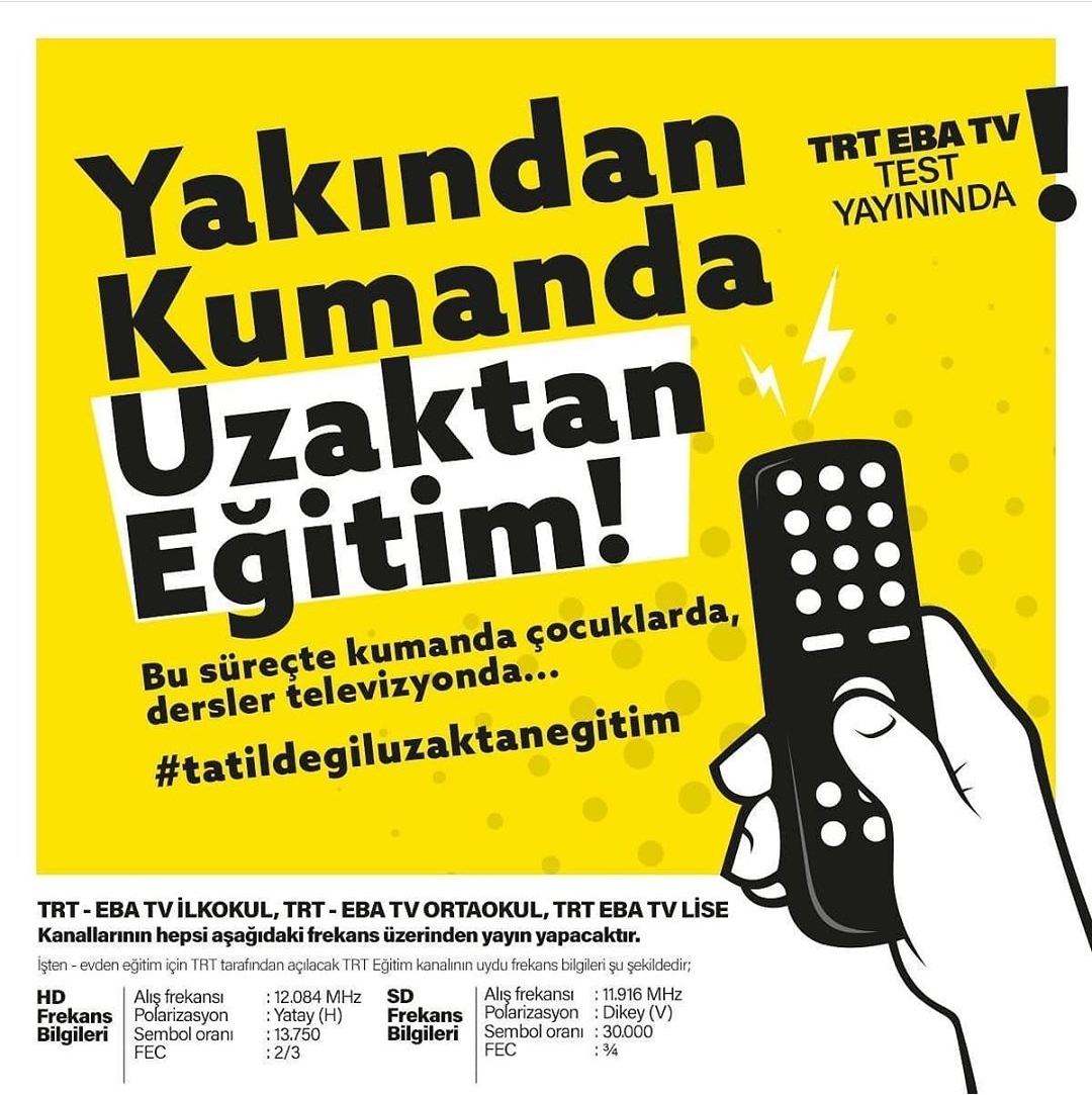 yakından kumanda uzaktan eğitim, eba test yayını