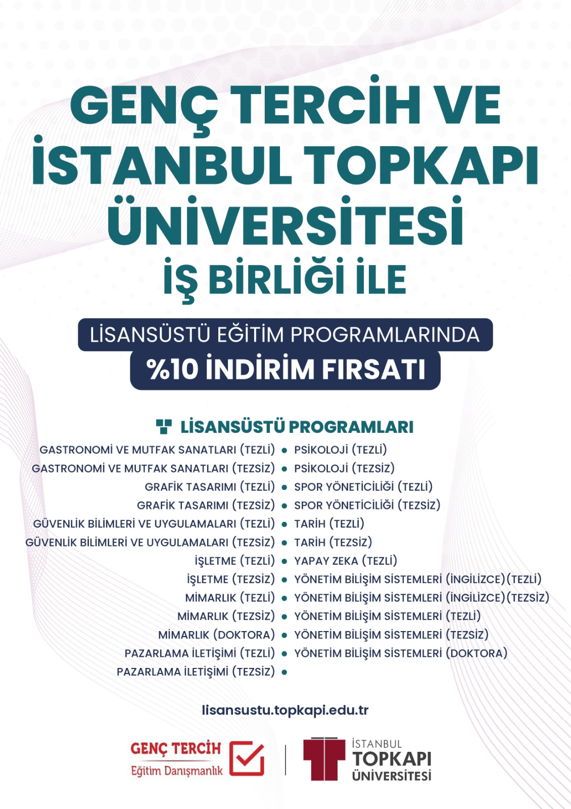 genç tercih, topkapı üniversitesi lisansüstü eğitimi %10 indirim