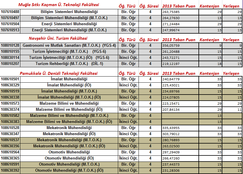 MTOK 2013 TABAN PUANLAR