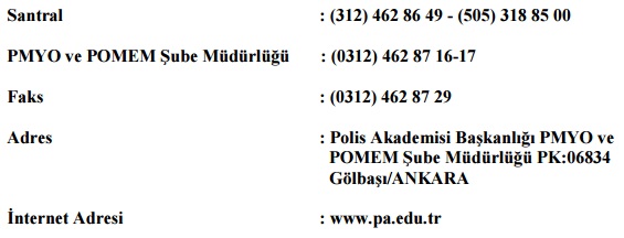 POMEM iletişim bilgileri, polislik sınavı